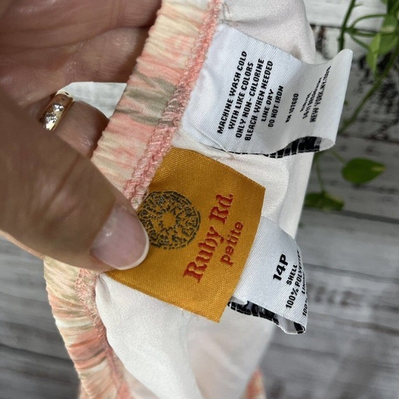 Ruby Rd. Skirt 14 Petite Peach Gray Sheer Pleated Tassels Boho Modest Wedding - Picture 12 of 12